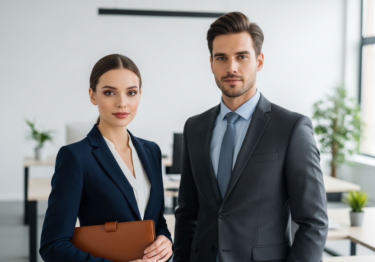 Mladá profesionální žena a muž v moderní kanceláři připraveni na pracovní pohovor